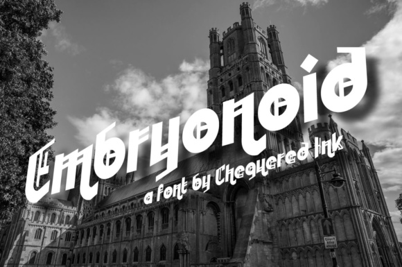 Embryonoid: A Gothic Display Font with Modern Stained Glass Appeal